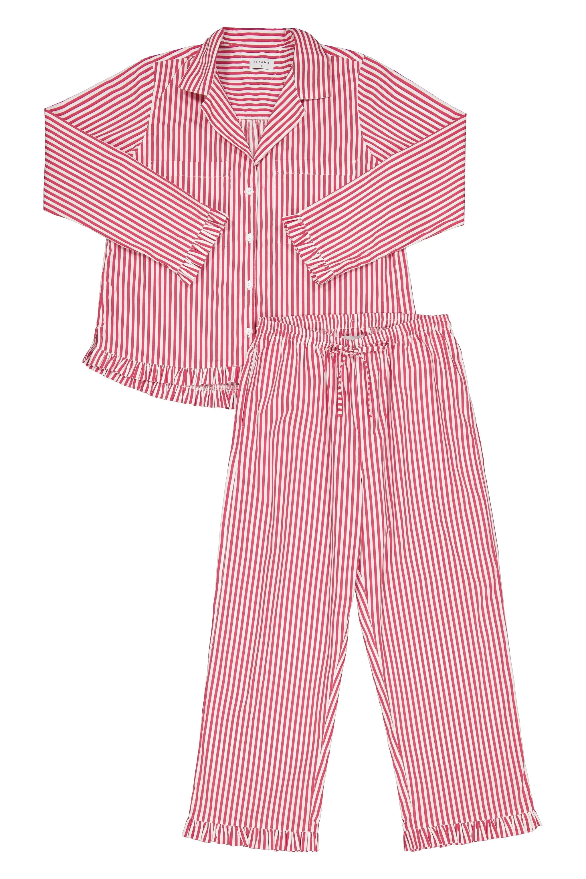 Felicity Frill Set - Long - Pinstripe Cherry | Piyama US