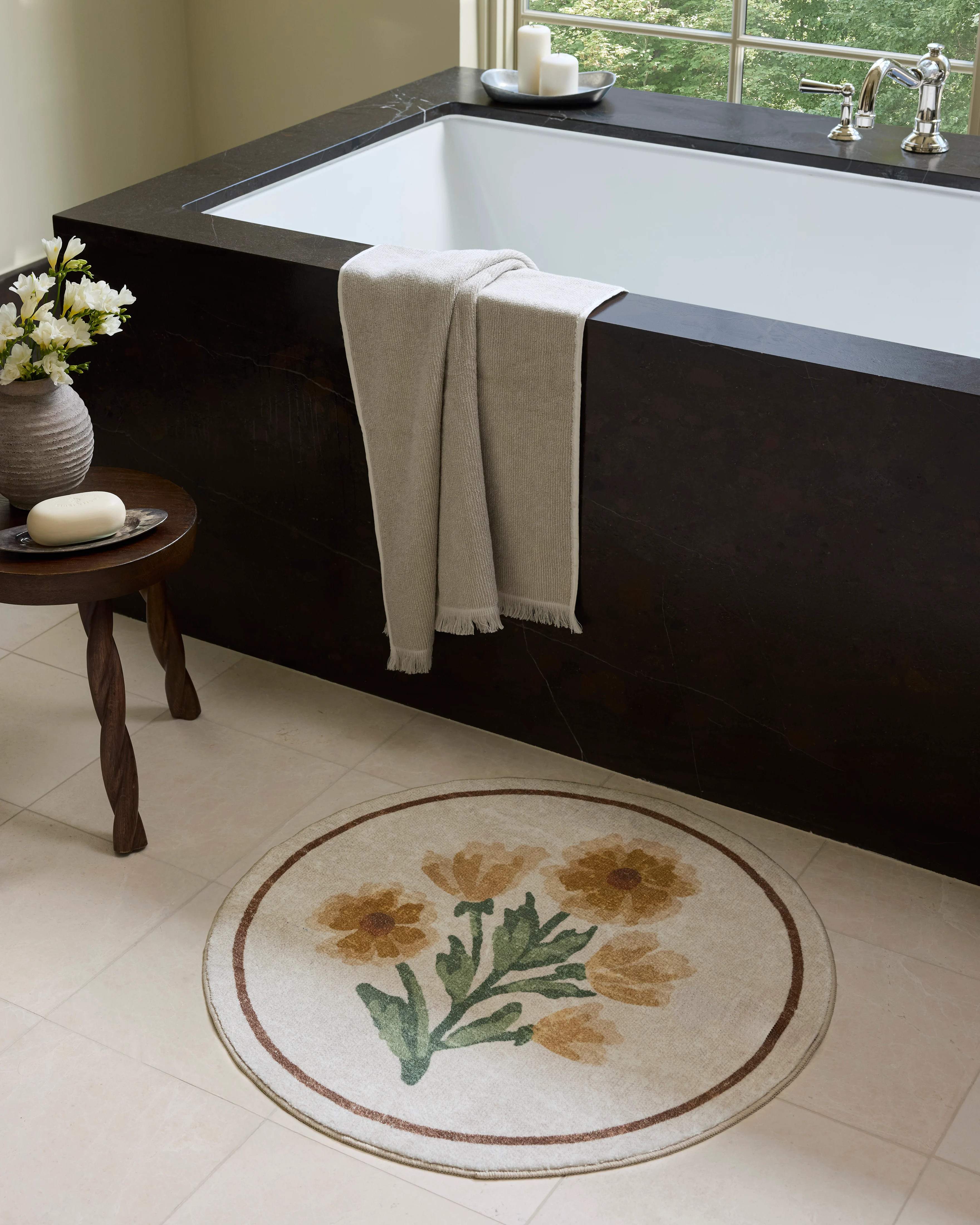 Chris Loves Julia x Loloi Clove Bath Mat CLO-01Ivory, Yellow Area-Rugs | Rugs Direct