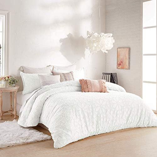 Peri Home 100% Cotton Face Microfiber Reverse 3-Piece Floral Comforter and Sham Set, Full/Queen, Whi | Amazon (US)