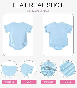 Baby Boy Girl Bubble Romper Short Sleeve Plain Bodysuit T-Shirt Oversize Tops Crewneck Outfit | Amazon (US)