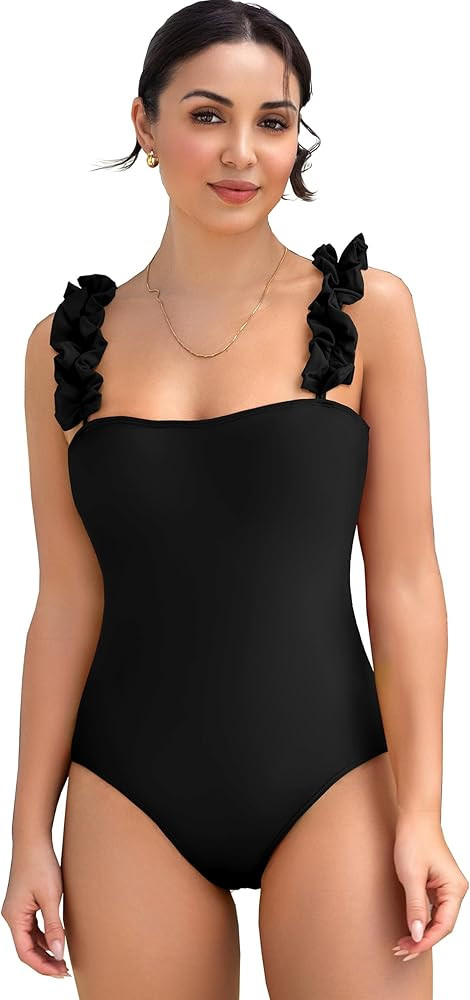 SPORLIKE One Piece Swimsuit Women Ruffle Adjustable Straps Bathing Suit Padded Swimwear | Amazon (US)