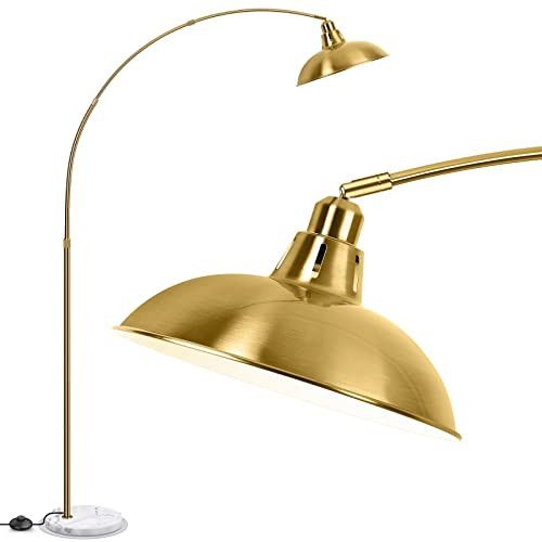 Gold Brass Arc Floor Lamp for Living Room - Mid Century Modern Standing Lamp, Overhanging Floor L... | Amazon (US)