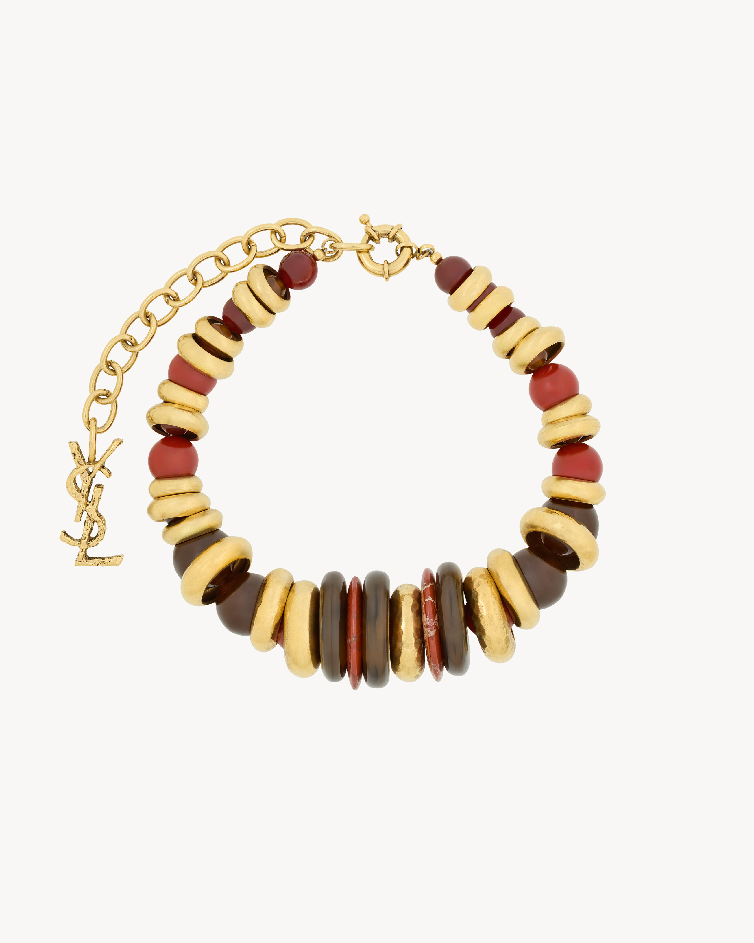 Ras-du-cou LOULOU en perles de résine, jaspe et métal | Saint Laurent Inc. (Global)