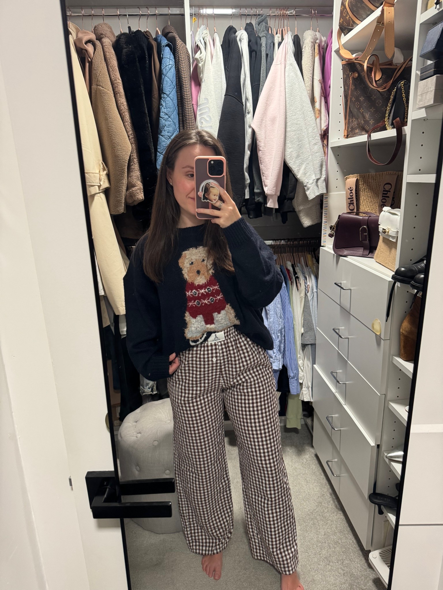 Doodle sweater and gingham pants  

#LTKHoliday #LTKPetite #LTKmomlife