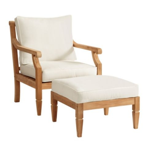 Madison Lounge Chair & Ottoman Set with FSC Certified Teak and Sand Cushions | Ballard Designs, Inc.