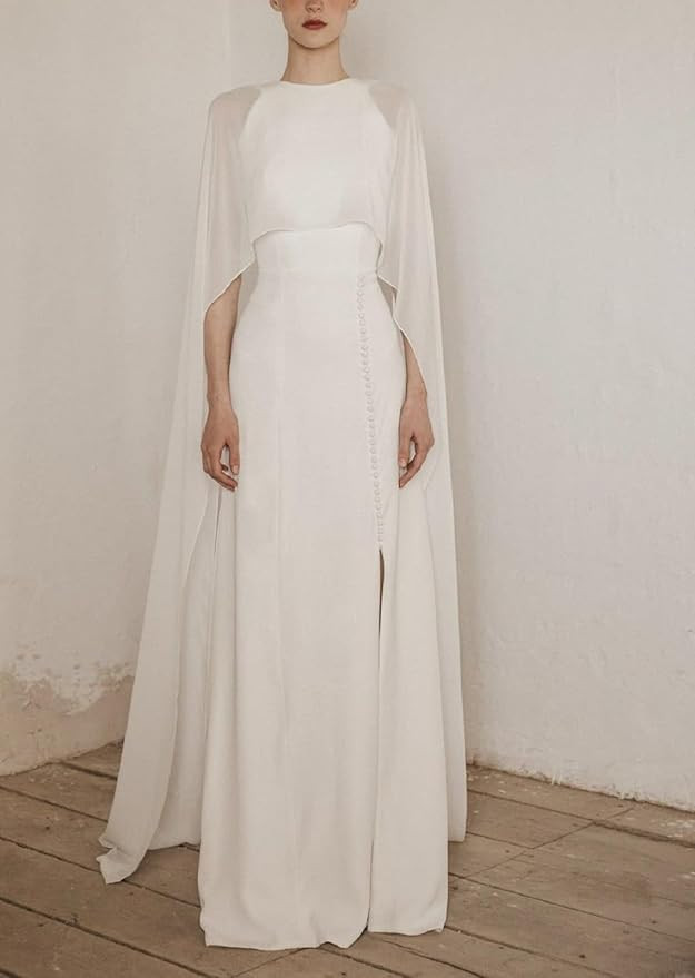 Yoawdats Women Chiffon Long Cape Mesh Sheer High Low Flowy Poncho Soft Wraps Capelets Bridal Wedd... | Amazon (US)