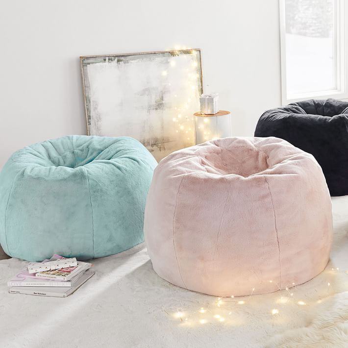 Faux-Fur Blush Bean Bag Chair | Pottery Barn Teen