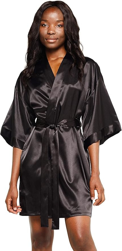 Turquaz Women's Bride Bridesmaids Robe - Satin Kimono Robes for Wedding & Bridal Party Silk Like ... | Amazon (US)