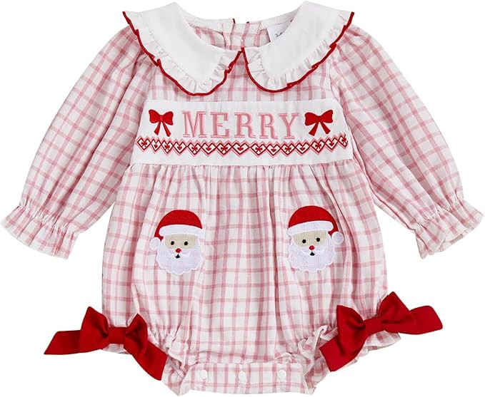 MoZiKQin Baby Girl Valentines Day Outfit Love Heart Bubble Romper Long Sleeve Ruffle Jumpsuit Bou... | Amazon (US)