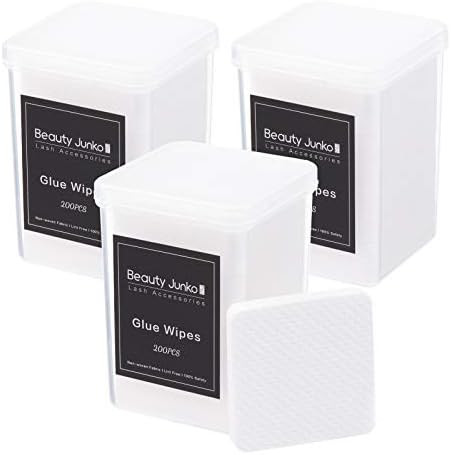 Beauty Junko [600PCS] Eyelash Extension Glue Adhesive Nozzle Wipes, Glue Wiping Cloth, Eyelash Ex... | Amazon (US)