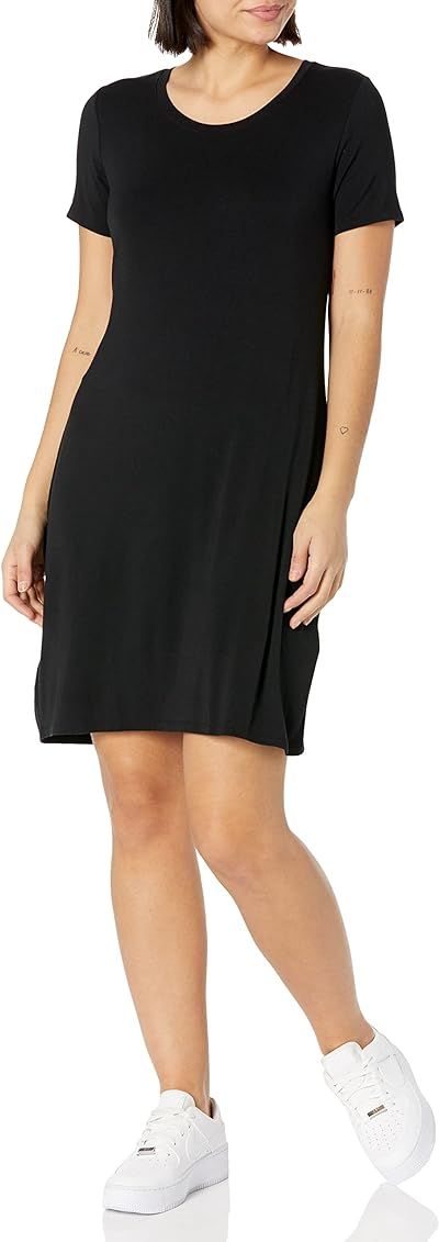 Daily Ritual Women's Jersey Standard-Fit Short-Sleeve Scoopneck T-Shirt Dress | Amazon (US)