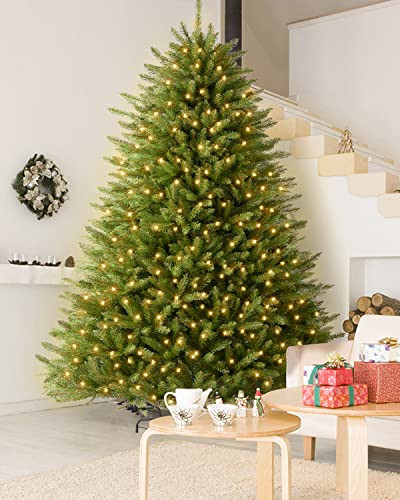 7.5FT Pre-lit Christmas Tree Premium Artificial Spruce Remote Control with 1000 Warm White & Multi-Color Lights, Hinged/Feel Real/Realistic/Full Fir Dual Color Xmas Tree 7.5 Feet Outdoor Holiday | Amazon (US)