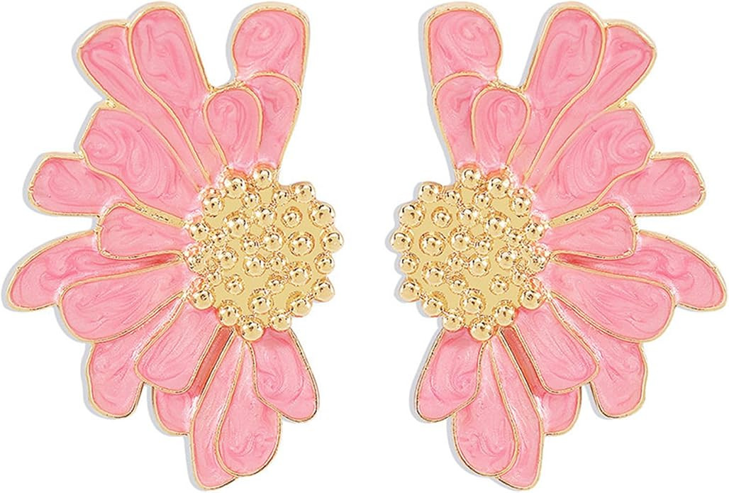 MALOYANVE Flower Earrings for Women Elegant Enamel Bohemian Vintage Retro Multi Colored Big State... | Amazon (US)