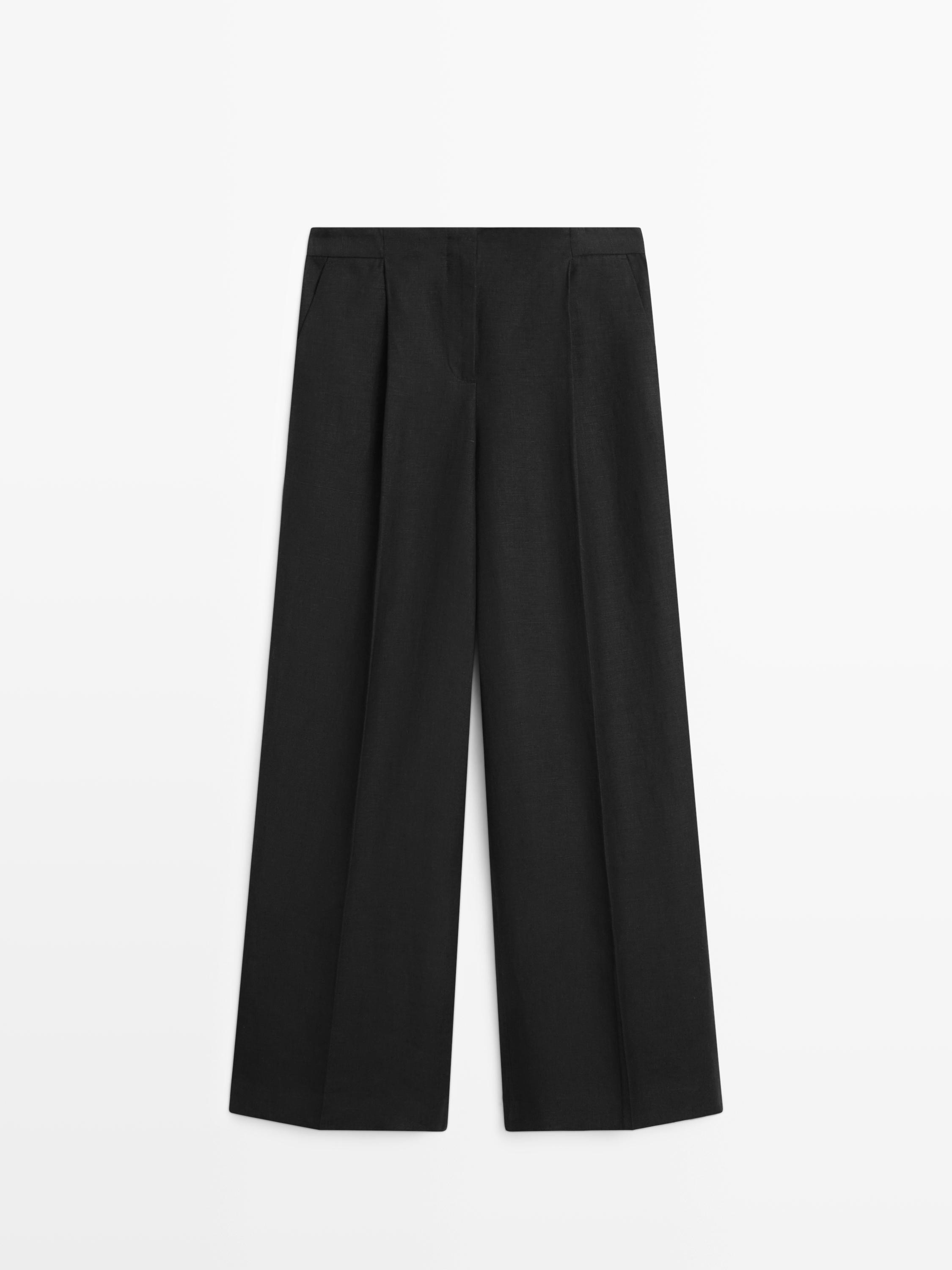 Flowing linen suit trousers | Massimo Dutti UK