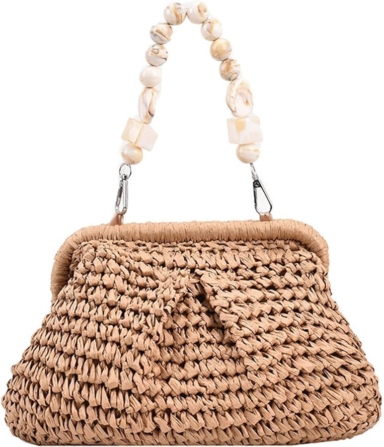 Extolove Straw Clutch Purses for Women, Summer Woven Dumpling Bag Straw Beach Clutch Handbags | Amazon (US)