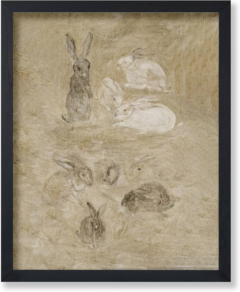 Poster Master Vintage Rabbits Painting Poster - Retro Rabbit Print - Bunnies Art - Easter Bunny A... | Amazon (US)