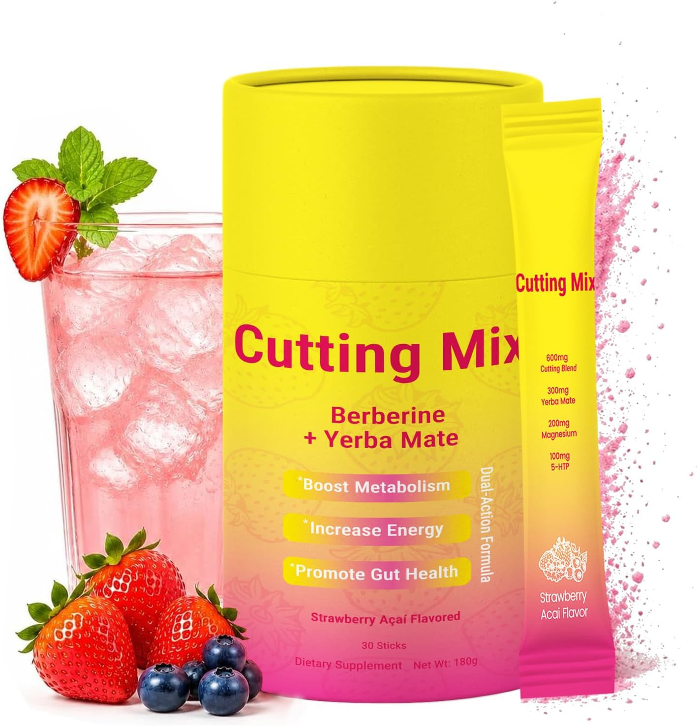 Cutting Mix Drink,With Berberine,Supports Energy & Gut Health, 30 Sticks | Amazon (US)