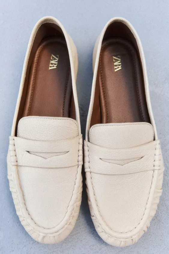 GATHERED LEATHER LOAFERS | Zara UK