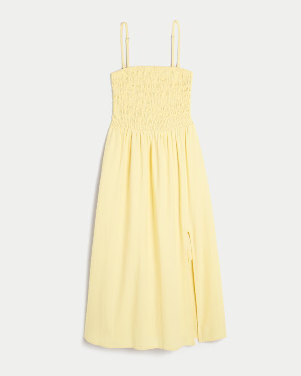 Women's Strapless Linen-Blend Midi Dress | Women's Dresses & Rompers | HollisterCo.com | Hollister (US)
