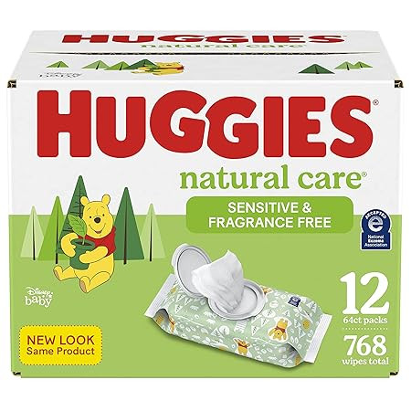 Baby Wipes, Huggies Natural Care Sensitive Baby Diaper Wipes, Unscented, Hypoallergenic, 12 Flip-... | Amazon (US)