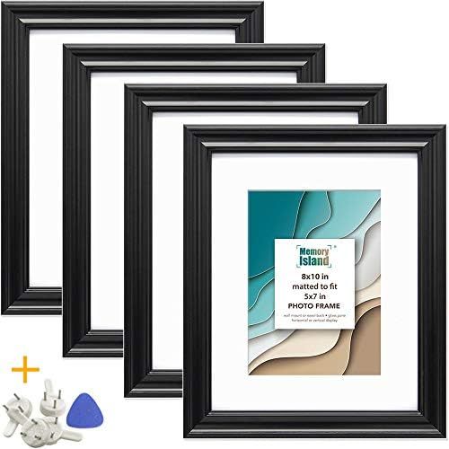 Memory Island, Black 8x10 Picture Frames with 5x7 Mat,4 Pack Gallery Frames for Wall or Tabletop,... | Amazon (US)