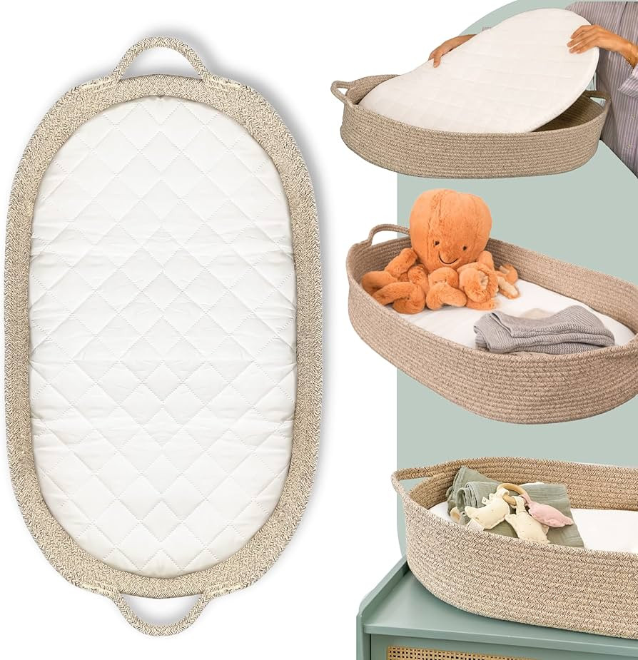 Baby Moses Changing Pad For Dresser - Moses Basket For Babies With Diaper Changing Pad - Sturdy T... | Amazon (US)