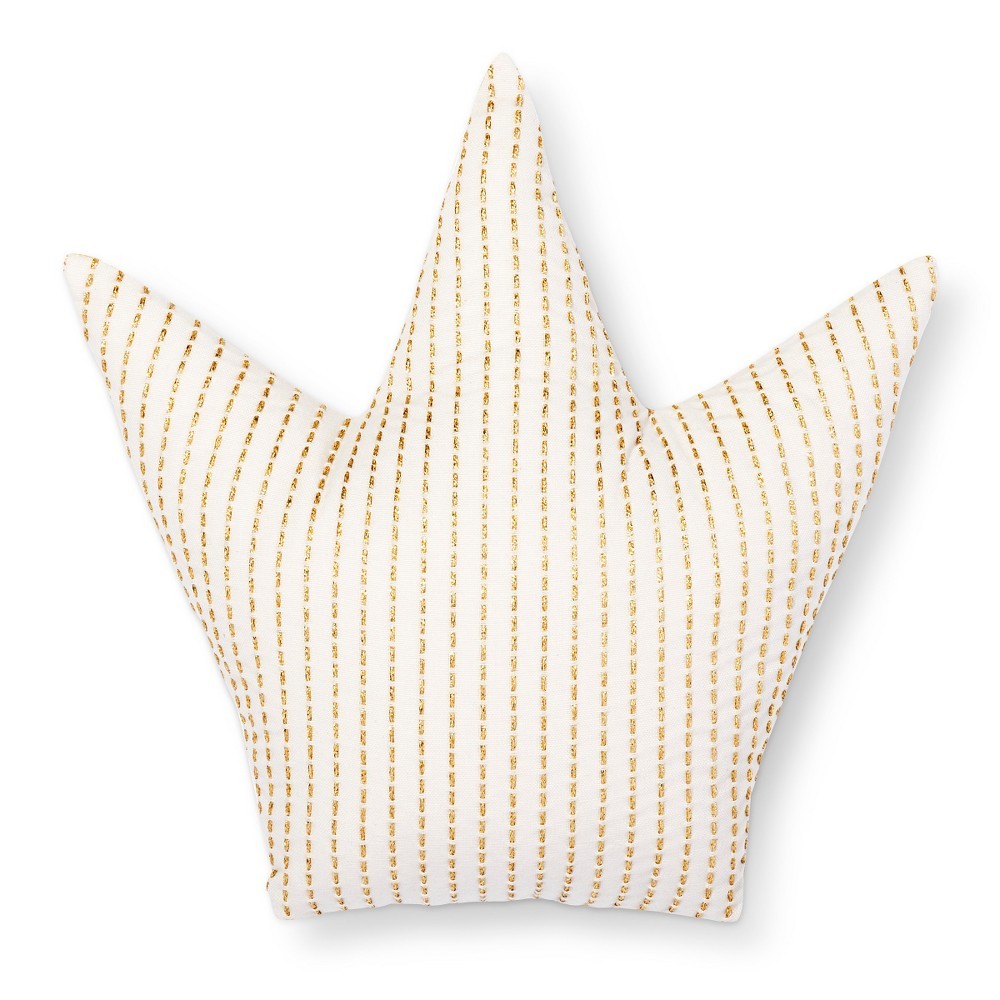 15""x15"" Crown Throw Pillow Gold/White - Pillowfort | Target