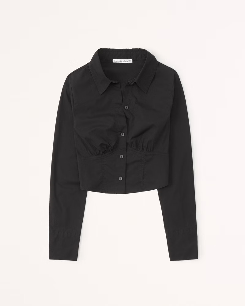 Women's Long-Sleeve Poplin Corset Shirt | Women's New Arrivals | Abercrombie.com | Abercrombie & Fitch (US)