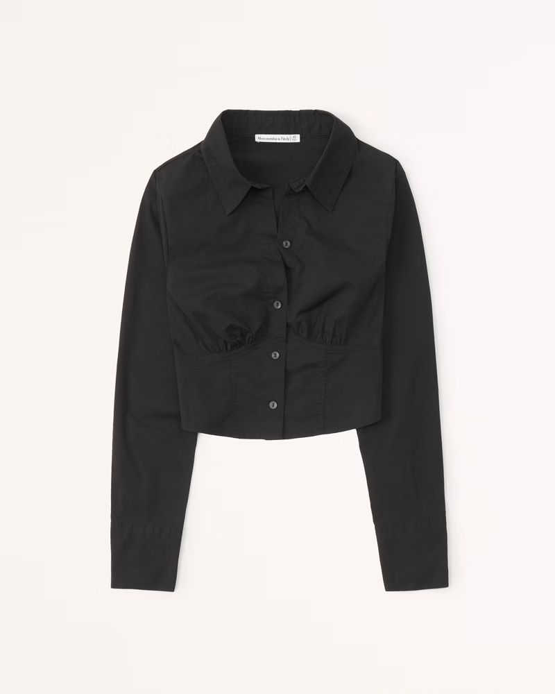 Long-Sleeve Poplin Corset Shirt | Abercrombie & Fitch (US)