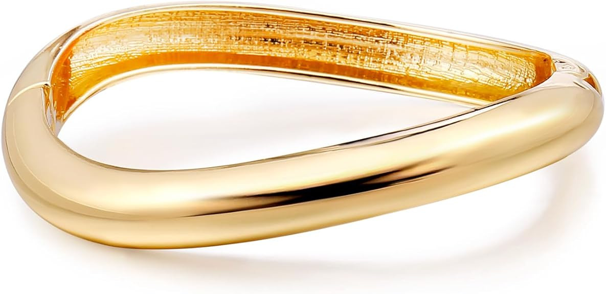 Elegance 11 designs Gold Cuff Bangle Bracelets For Women Trendy Hinged Cuff Open Wide Chunky Gold... | Amazon (US)
