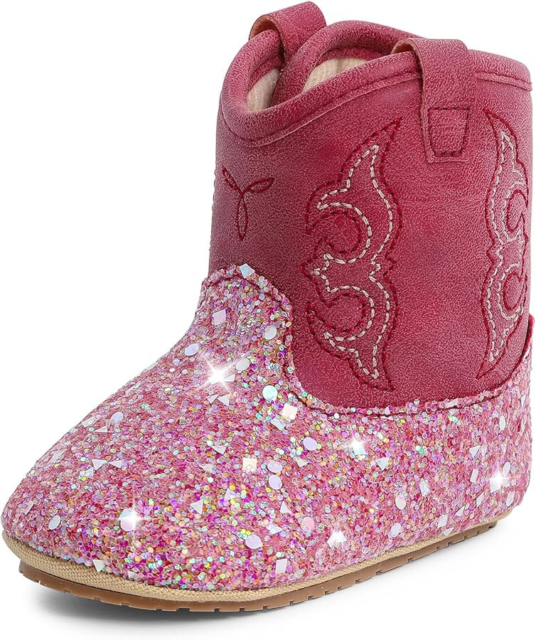 MK MATT KEELY Leather Western Boots Cowboy Bootie Soft Sole Non-Slip Crib Shoes for Baby Infant T... | Amazon (US)