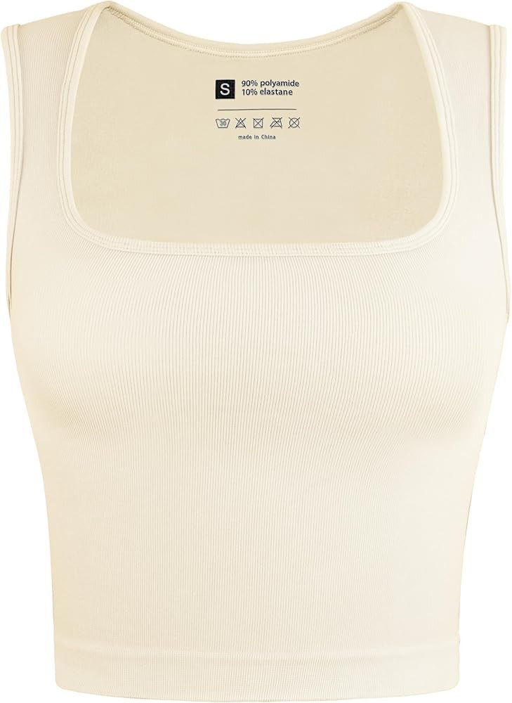 OLCHEE Womens Ribbed Crop Tank Tops Seamless Square Neck Sleeveless Cropped Shirts 2024 Summer Tr... | Amazon (US)