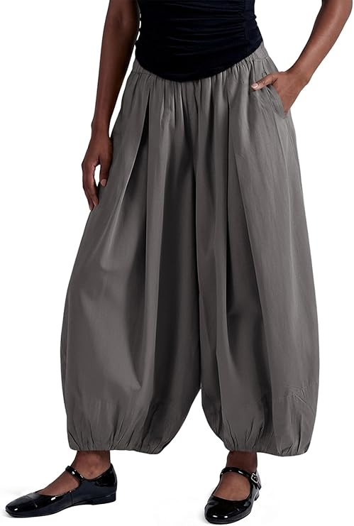 Fisoew Womens Wide Leg Balloon Pants Casual Barrel Elastic Waist Pleated Baggy Workout Sweat Pant... | Amazon (US)