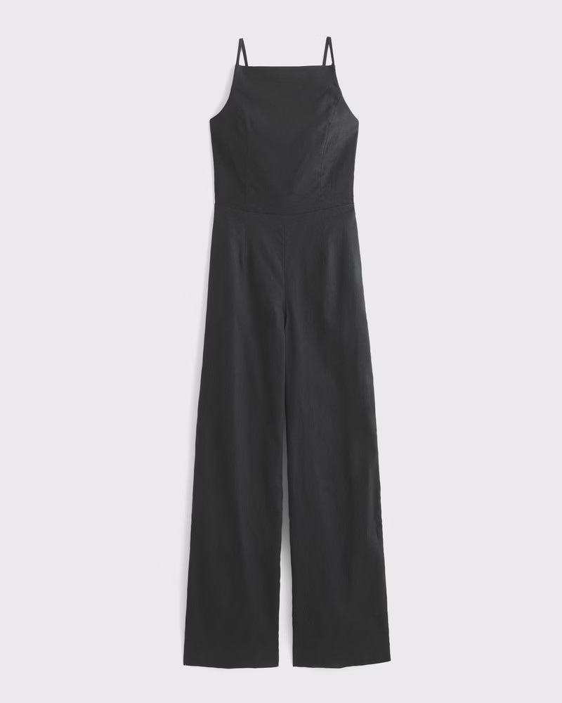 Women's Linen-Blend Apron Jumpsuit | Women's Dresses & Jumpsuits | Abercrombie.com | Abercrombie & Fitch (US)