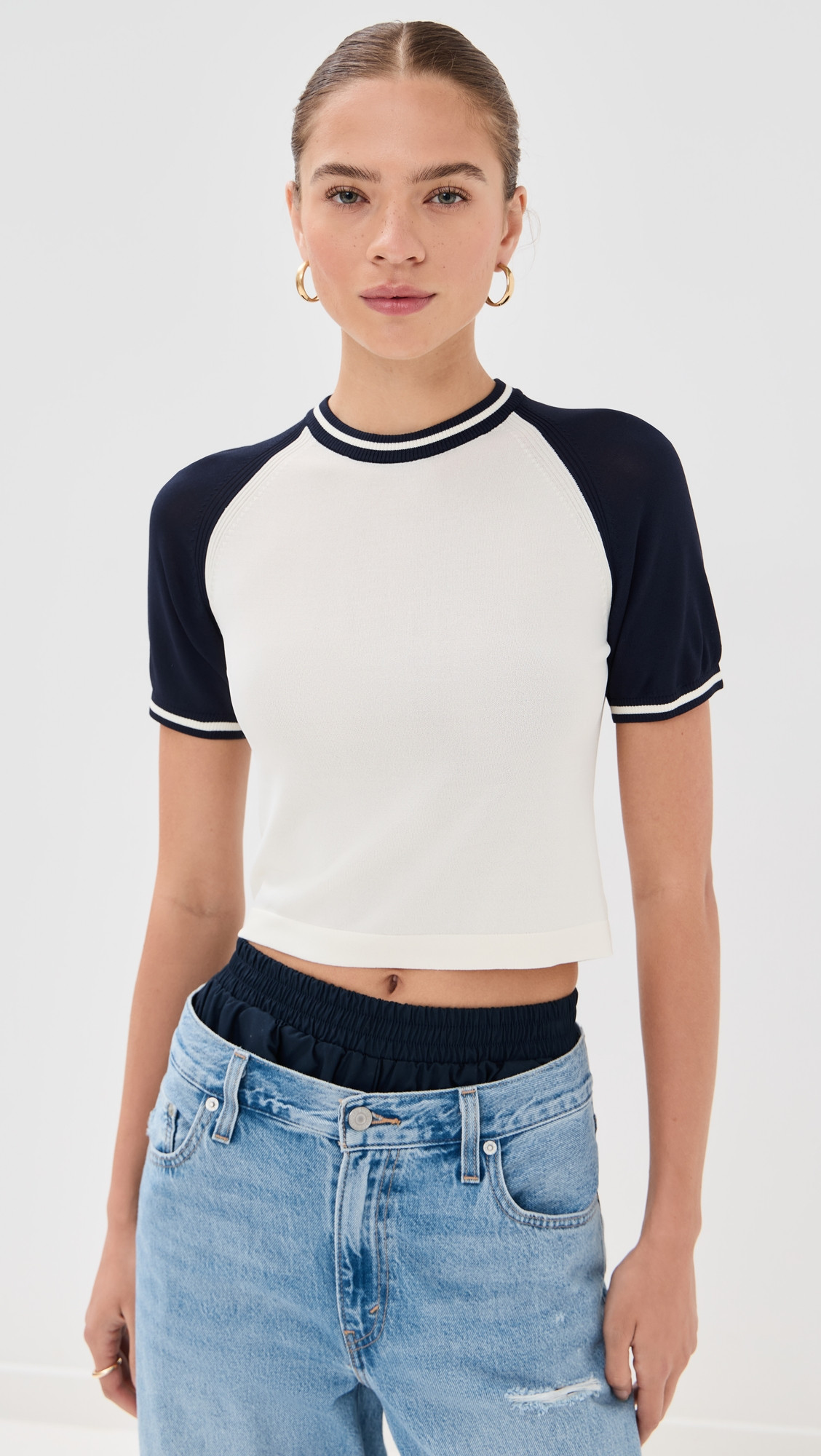 State & Lake Raglan Baseball Tee White/Navy L | Shopbop