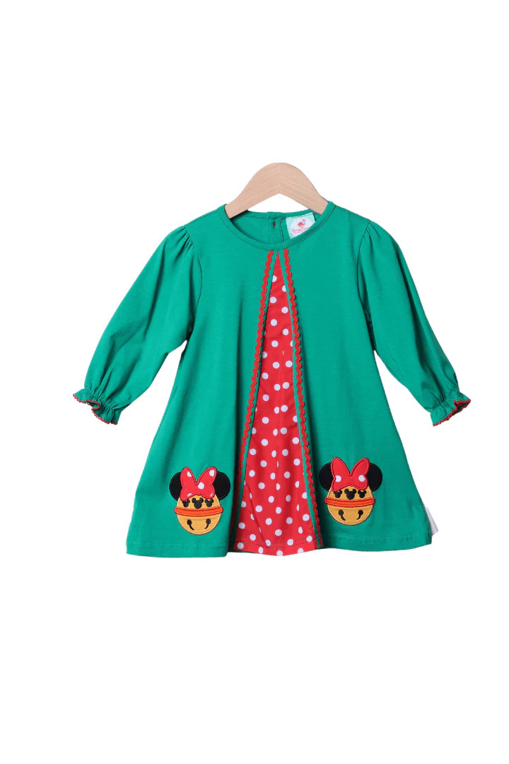 Applique Jingle Bell Mouse Dress | The Smocked Flamingo