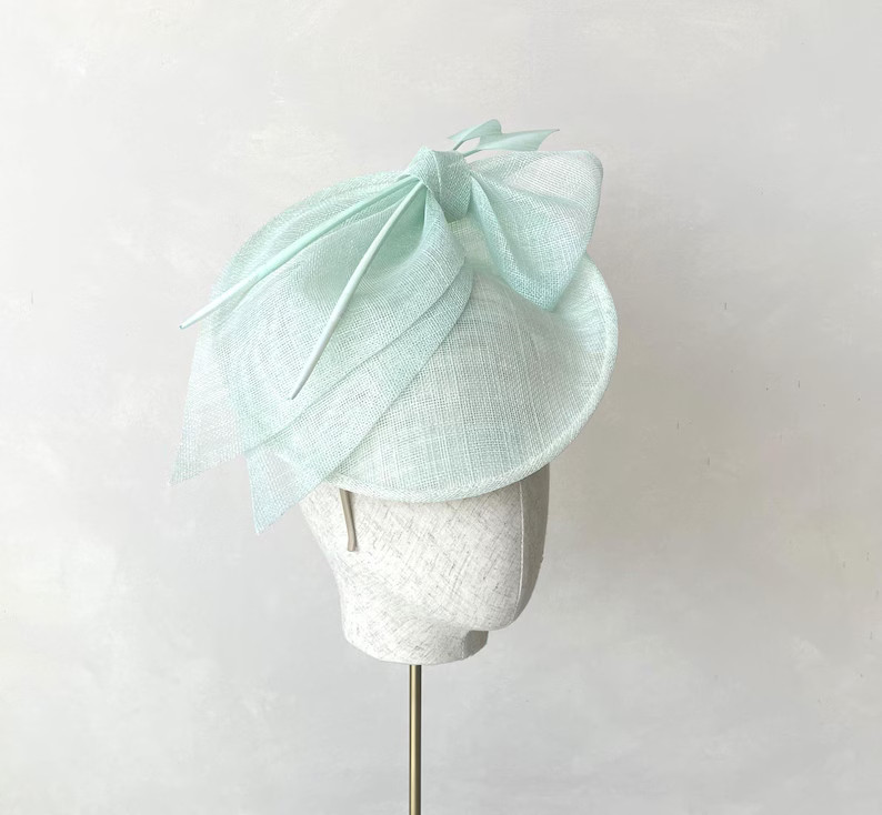 Pale Green Fascinator Mint Disc Small Saucer Headpiece Wedding Feather Ascot Hat Duck Egg Kentuck... | Etsy (US)
