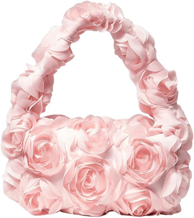 Verdusa Women's 3D Flower Clutch Handbags Rose Evening Purse Top Handle Bags | Amazon (US)