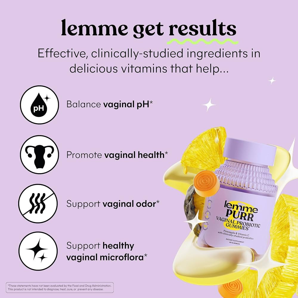 Lemme Purr Vaginal Probiotic Gummies for Women - Balanced pH, Healthy Odor, Yeast Balance & Flora... | Amazon (US)