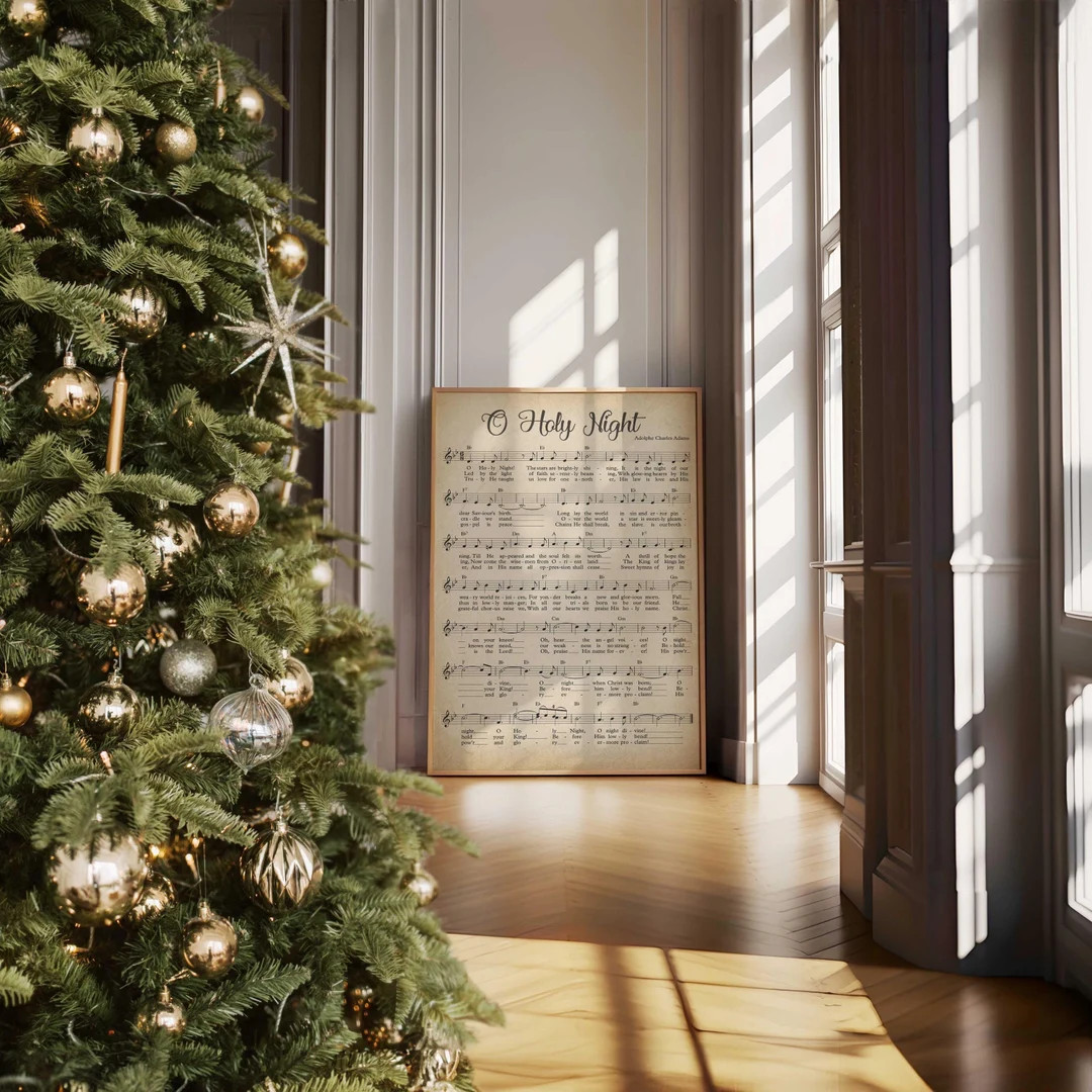 O Holy Night Vintage Christmas Carol Downloadable Art Print, Christmas Printable Wall Art, Christ... | Etsy (US)