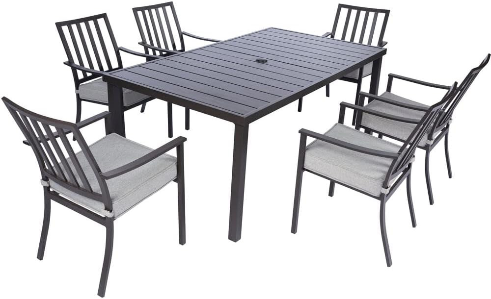 Mod Furniture Carter 7-Piece Patio Dining Set, Modern Patio Furniture, Outdoor Dining Set for 6 w... | Amazon (US)
