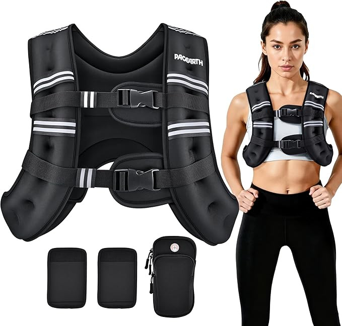 PACEARTH Weighted Vest,4lb/6lb/10lb/12lb/16lb/20lb/25lb/30lb Weight Vest with Reflective Stripe, ... | Amazon (US)