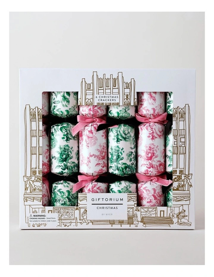 Luxe Christmas Toile/Bow 6pk Premium Crackers 35cm in Pink | Myer