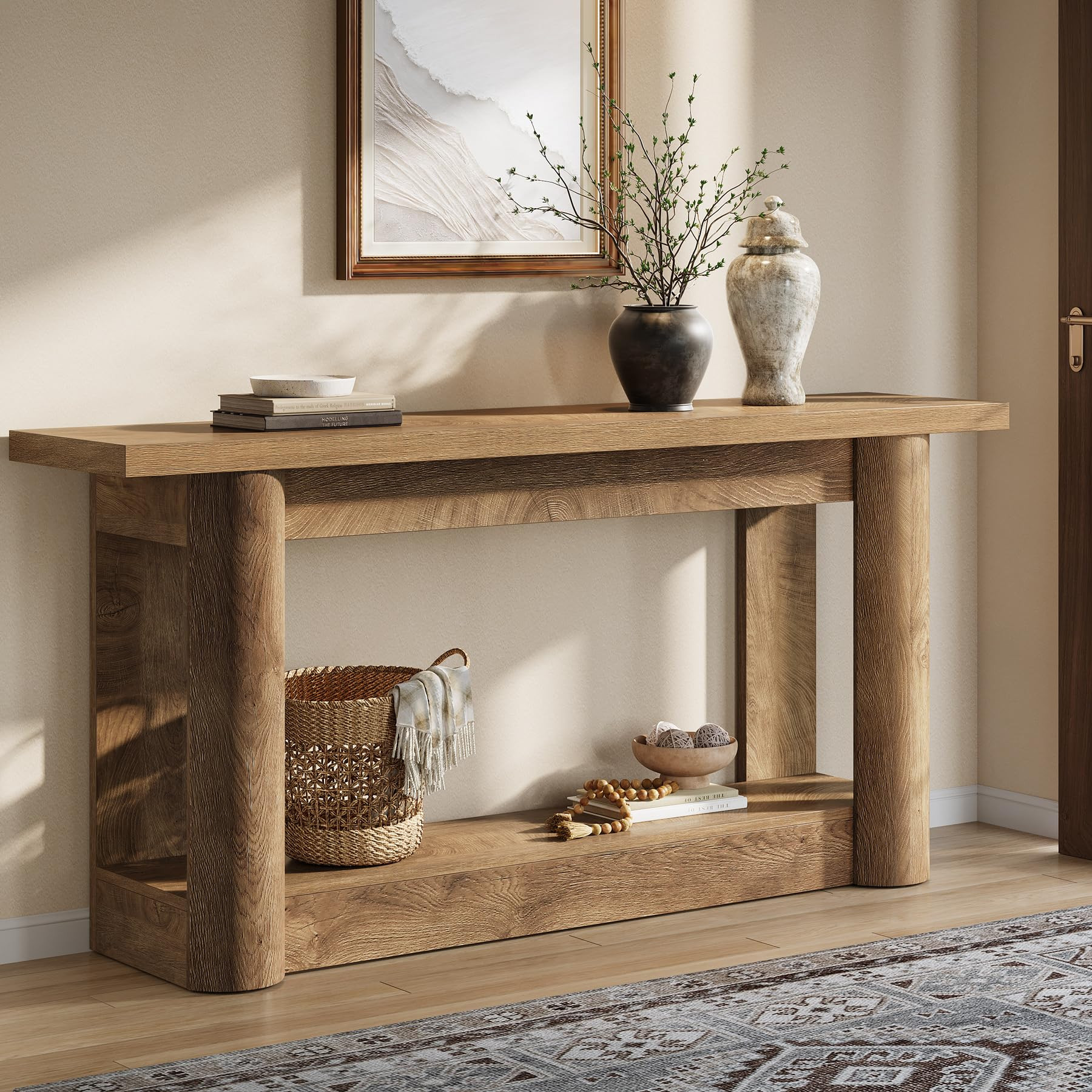 Tribesigns 63-Inch Farmhouse Console Table, 2-Tier Storage Sofa Table Behind The Couch, Narrow Lo... | Amazon (US)