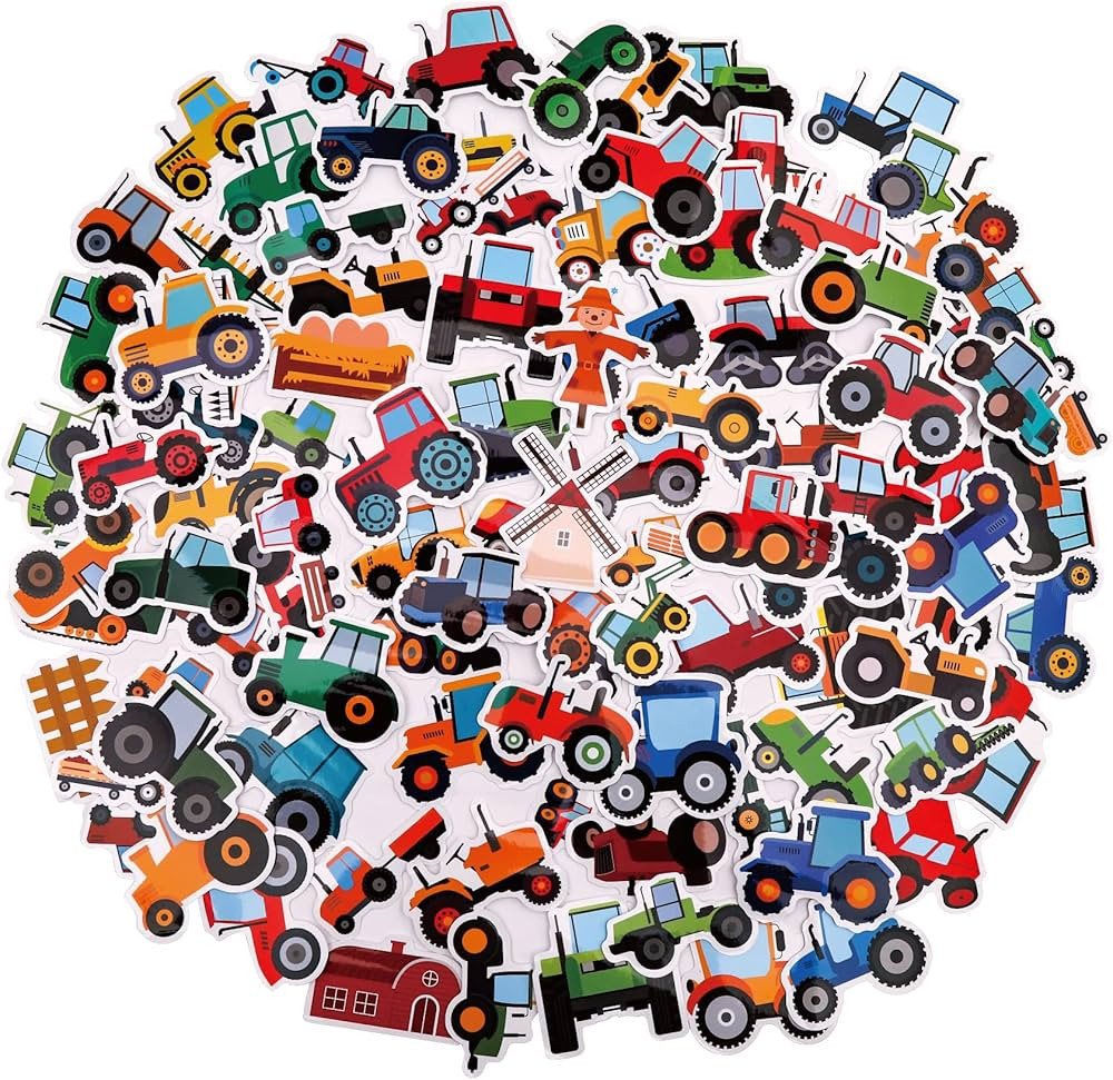 100 Pack Tractor Farm Stickers, Tractor Party Favors Party Decorations | Amazon (US)