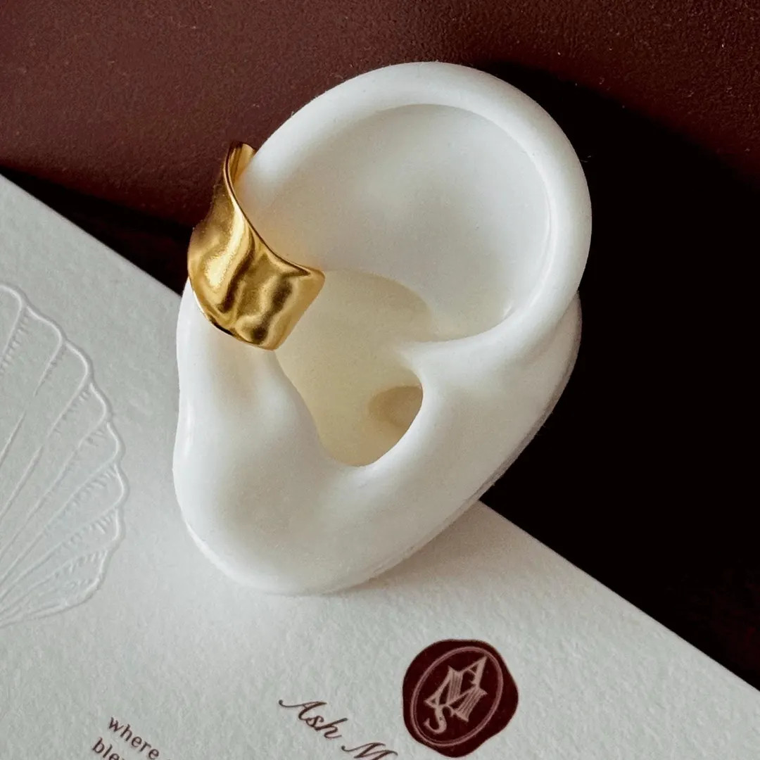 Gold Plated Sterling Silver Ear Cuff • Sculptural No Piercing Ear Wrap | Etsy (US)