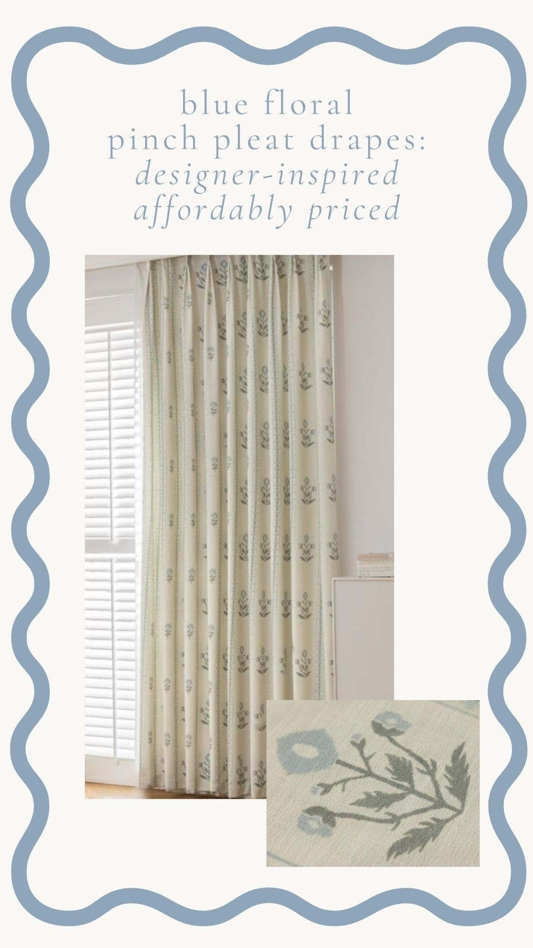 Obsessed with this blue floral pinch pleat drapes:  designer-inspired and budget friendly!

#LTKHome #LTKStyleTip #LTKFindsUnder100