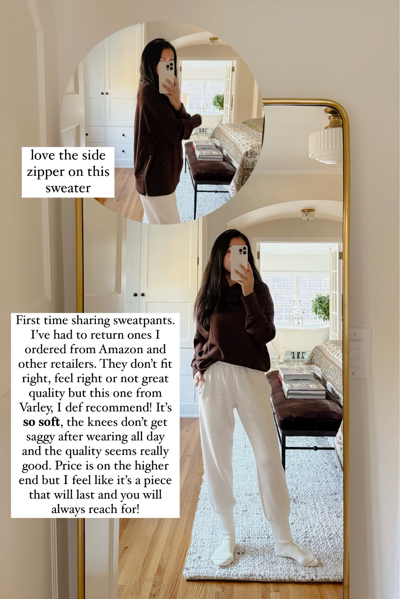 I actually don’t own much lounge/active wear bc ones I’ve ordered don’t fit right, feel right or great quality. This one from Varley, I can 100% recommend! Super soft and nice quality, wearing the 25” cuff pant. Also love this top with the side zippers. It’s an oversized fit and feels so good against the skin. Can wear while out or lounging around the house - sooo comfortable! Side note: They have matching colors but were out of my size. | fall outfit, winter outfit 

#LTKActive #LTKStyleTip