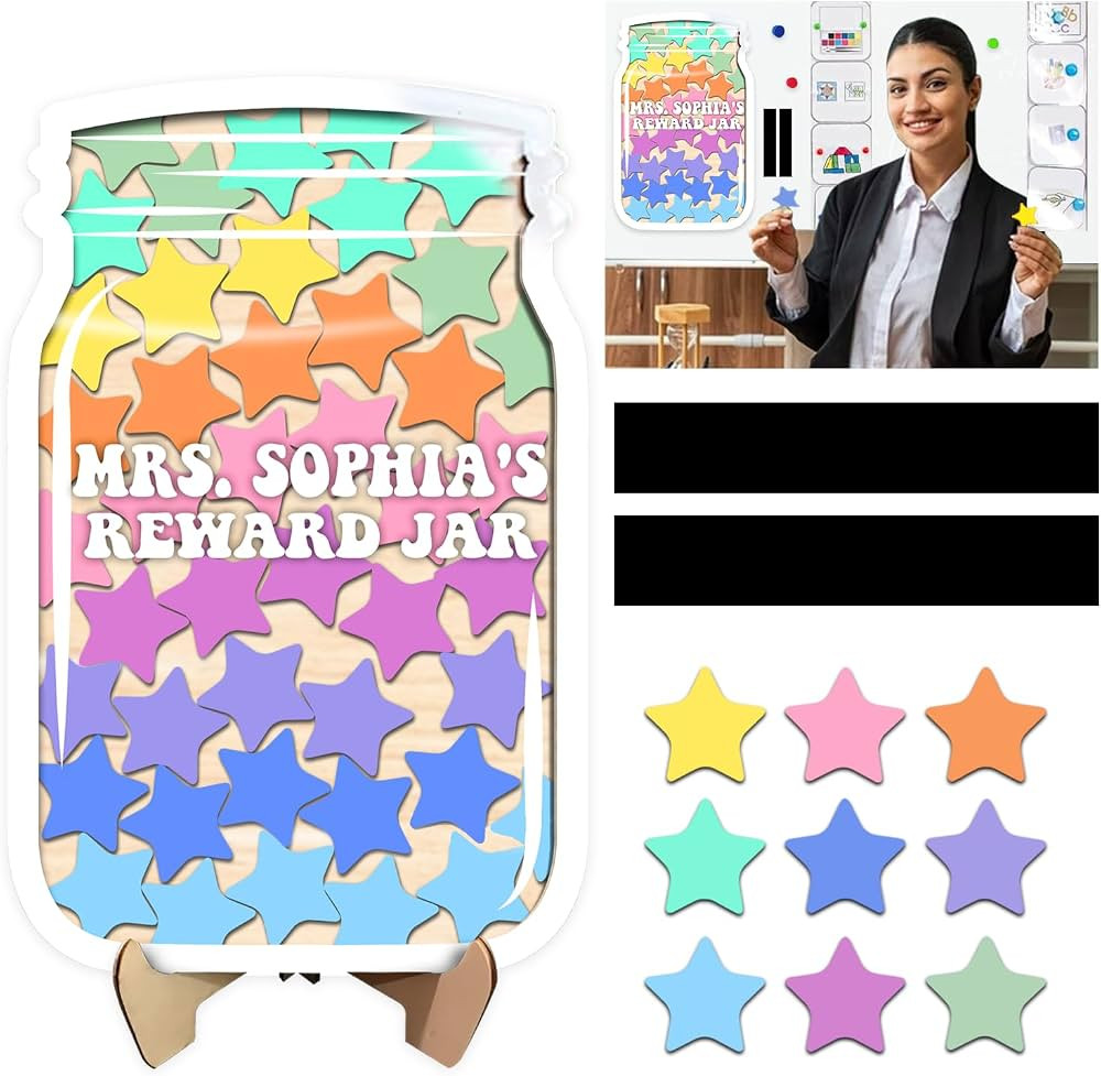 Personalized Magnetic Reward Jar for Classroom Board, Teacher's Class Reward Jar Magnetic, Star J... | Amazon (US)