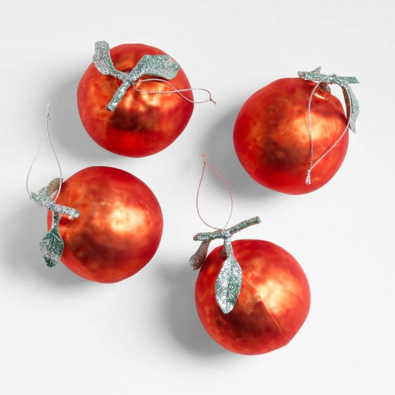 Glass Orange Fruit Christmas Ornaments, Set of 4 | Crate & Barrel | Crate & Barrel